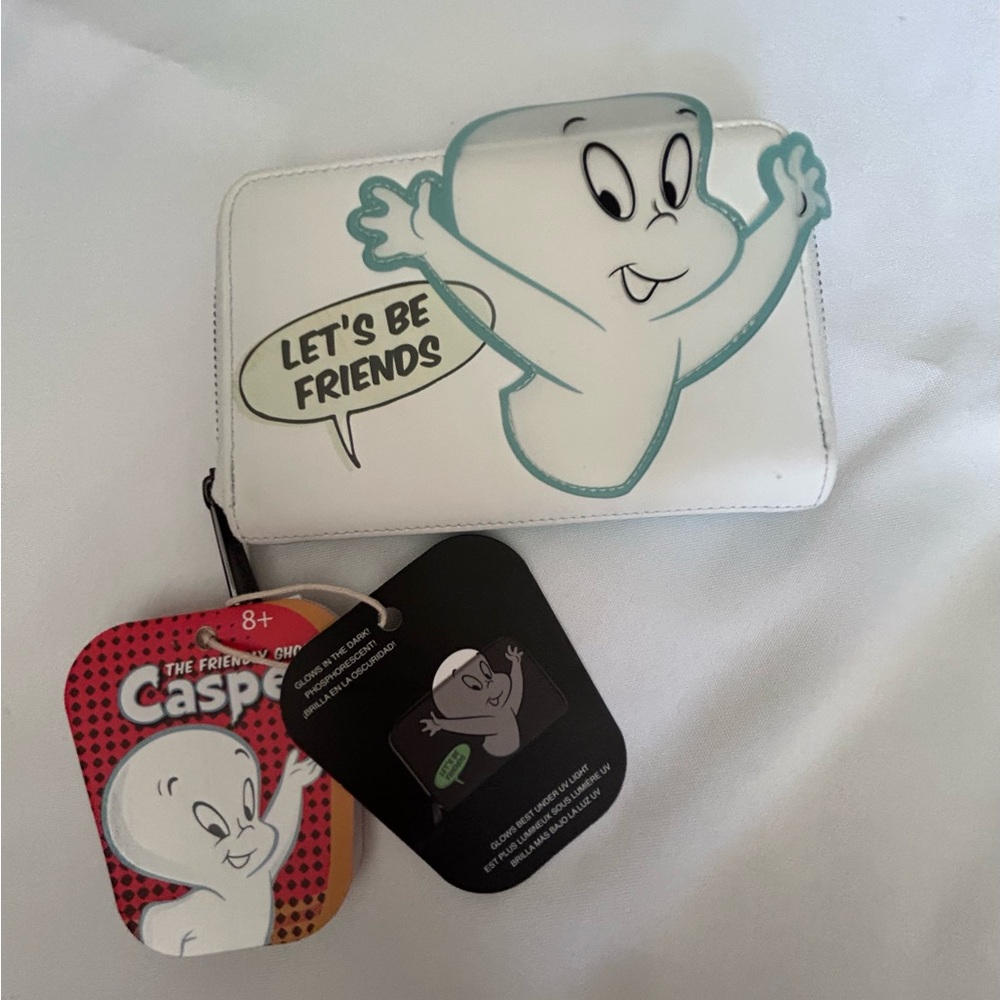 Casper The Friendly Ghost Disney Loungefly Wallet Glow in Dark Lets Be Friends
